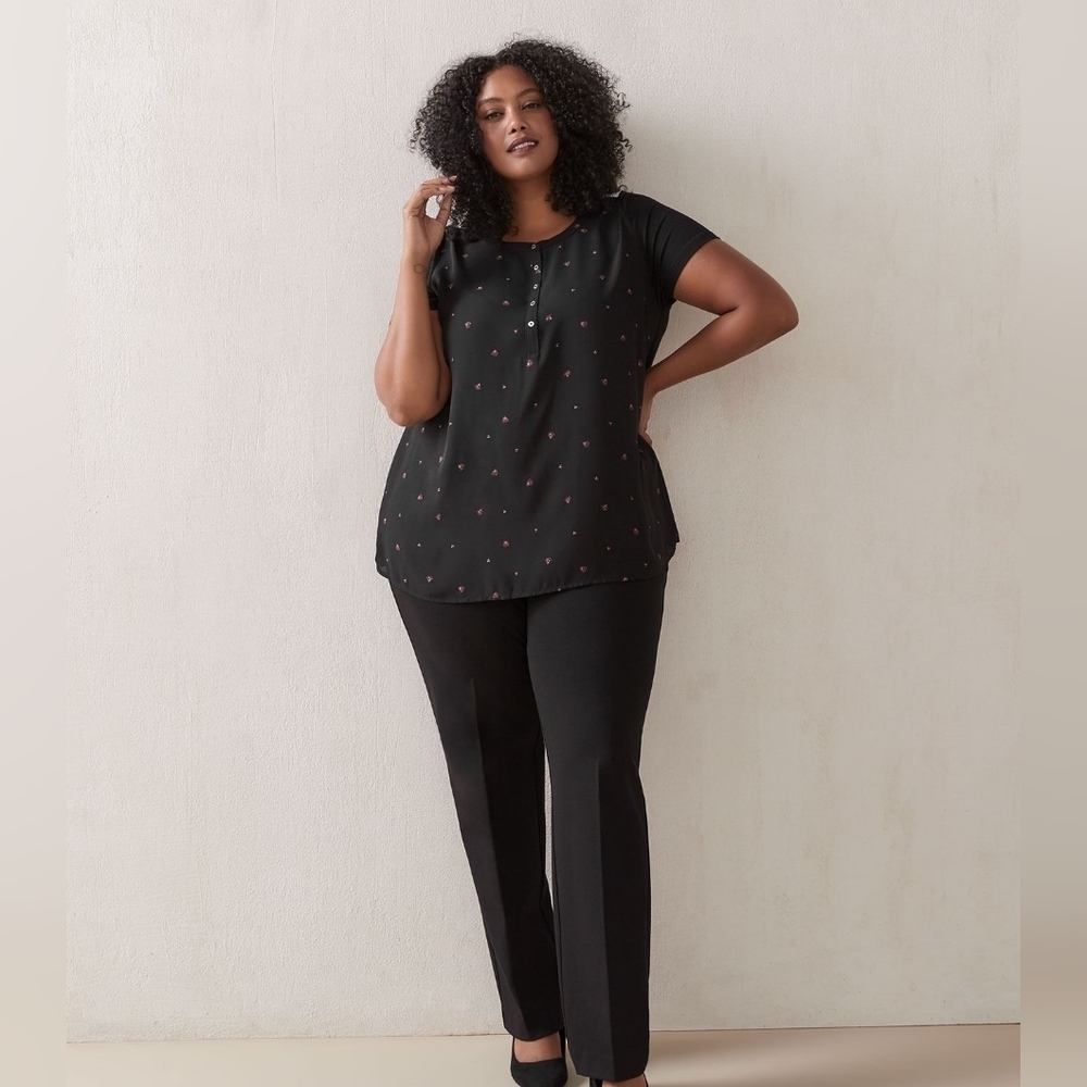 🌻NEW Women's Straight Leg Sculpting Black Plus Size Petite Length Pants